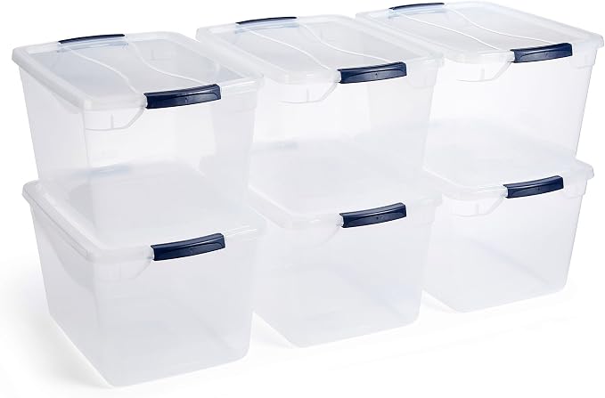 Rubbermaid Cleverstore Clear 32 Qt, 12 Pack Stackable Plastic Storage Containers - Image 2