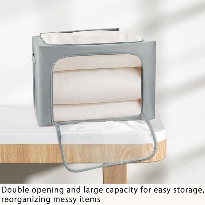 Clothes Storage Box Bins Stackable Foldable Organizer, Sturdy Handles - Image 4