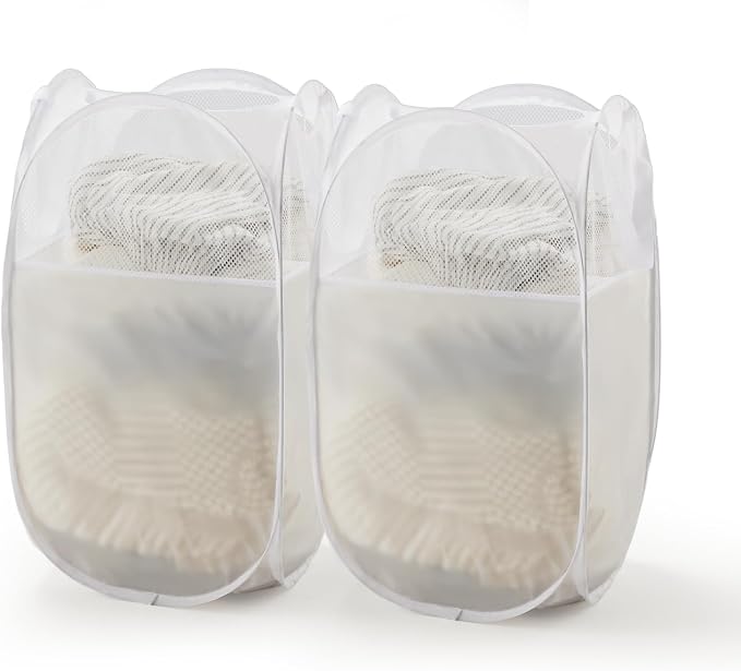 TECHMILLY Pop Up Foldable Laundry Basket, Mesh Laundry Hamper by TECHMILLY