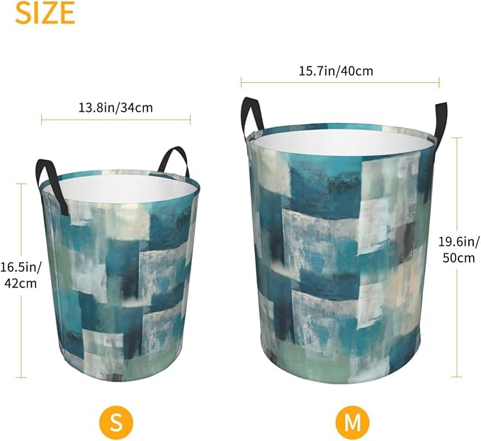 Turquoise Grey Geometric Laundry Hamper Bag - Image 4