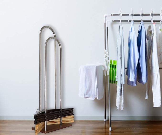 Hanger Stacker, Wood & Stainless Steel Hanger Storage Rack, Closet & Laundry - Image 5