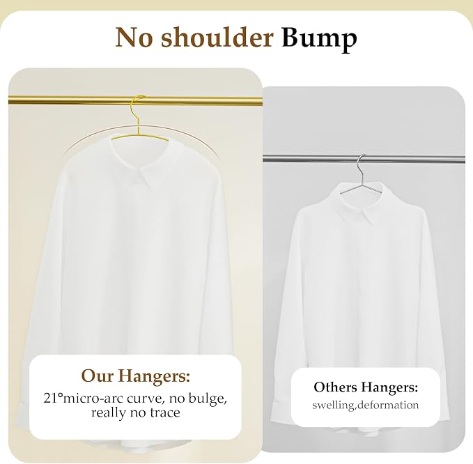 SPECILITE 15 Pack No Shoulder Bump Gold Coat Hangers - Image 5