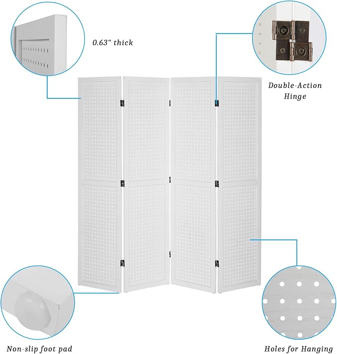 Bonnlo 4 Panel Pegboard Freestanding, 5 FT Portable Display Board Organizer - Image 4