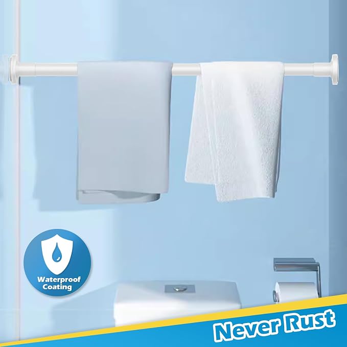 Small Tension Rod 18 to 28 Inch Short Curtain Rod No Drilling, Rust Proof White - Image 2