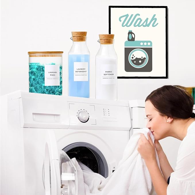 KOSKIMER Glass Laundry Detergent Dispenser Set, Liquid Detergent Containers - Image 3