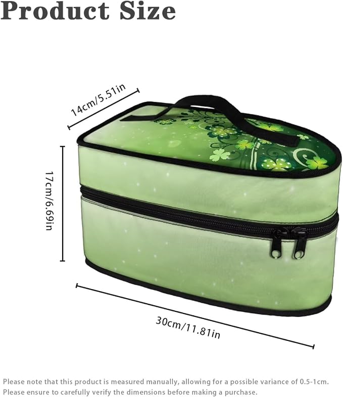Green Lucky Leaves Design Iron Storage Case Protective Carrying Bag - Image 6