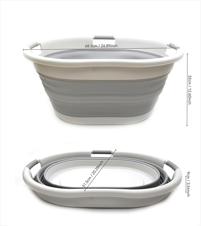 SAMMART 57L Collapsible 3-Handled Plastic Laundry Basket - Image 6