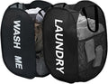 Pop Up Laundry Hampers, Collapsible Mesh Laundry Baskets, 2 Pack Black Clothes by Buenod