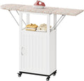 Rolling Ironing Board with Storage Cabinet, Folding Ironing Board with Wheels by VKTO