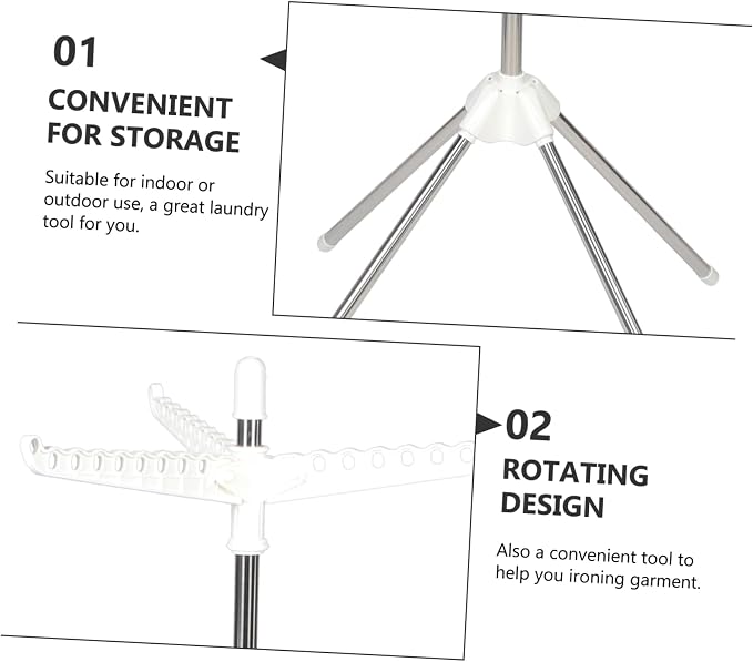Cabilock Rotatable Clothes Drying Rack Detachable Ironing Board Holder Space - Image 8