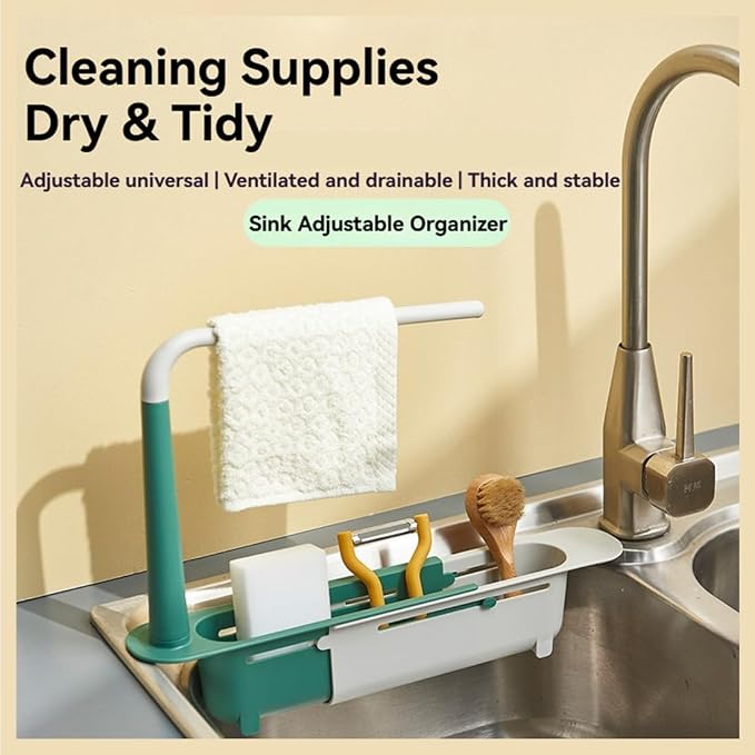2026 Updated Telescopic Sink Storage Rack Adjustable, Kitchen Organizer Soap - Image 2