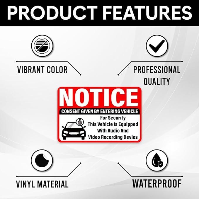 Pack 18 Pcs Notice Audio and Video Recording Sticker - Image 3