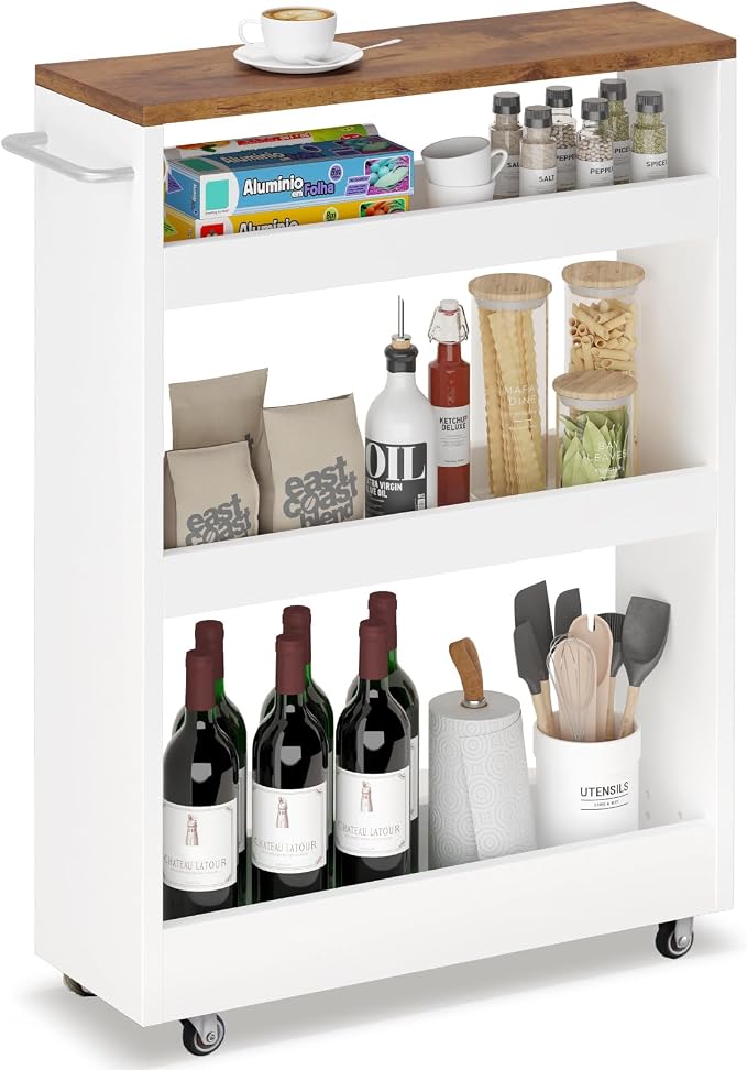 TEAMIX 4 Tier Slim Rolling Storage Cart by TEAMIX