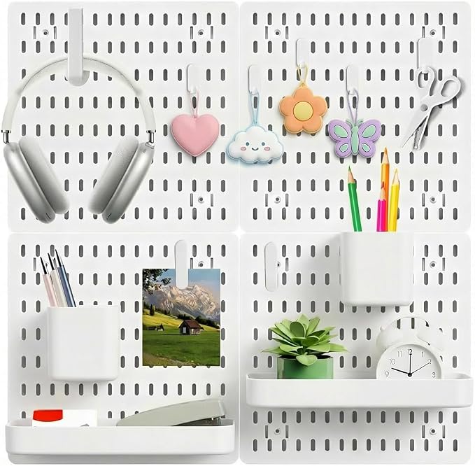 White Pegboard Combination Kit, Wall Organizer Pegboard, Modular Hanging by Unknown