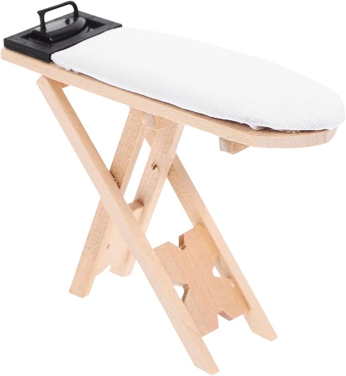 NUOBESTY 1 Set Dollhouse Miniature Iron Ironing Table Playset Mini Ironing - Image 8