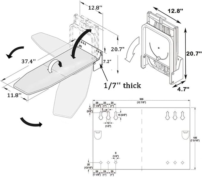 Ironing Board 180° Swivel Wall Mounted Ironing Board Fold-up Laundry Iron Board - Image 8