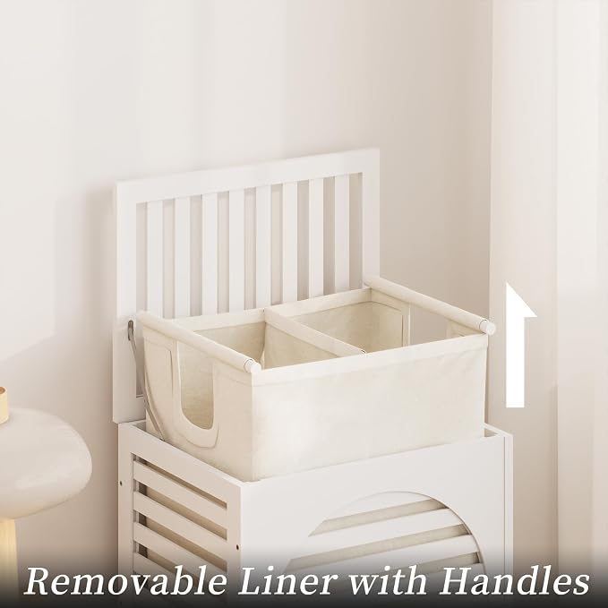 Laundry Hamper with Lid, Bamboo Large Waterproof Clothes Laundry Basket - Image 4