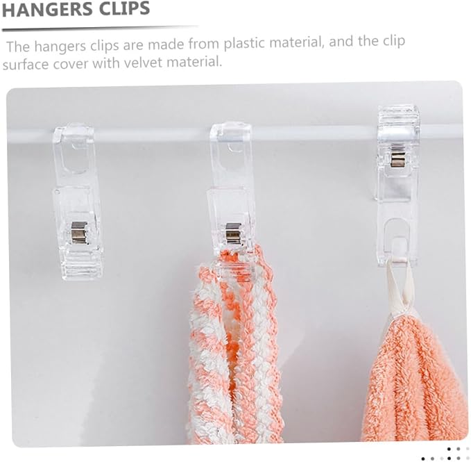 VILLCASE 32pcs -Skid Clothes Hanger Clips Multi-Functional Transparent Clips - Image 4