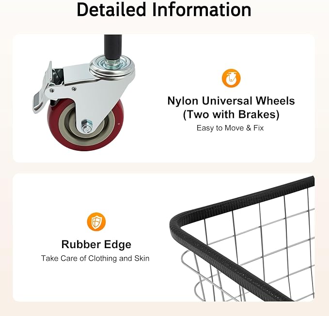 Wire Laundry Cart, Heavy Duty Steel Laundry Cart - Image 3