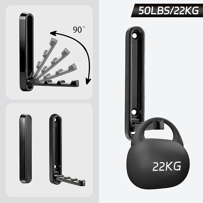 2 Pcs Extended Folding Coat Hooks Wall Mounted, 4.33 in Black Foldable Wall - Image 4