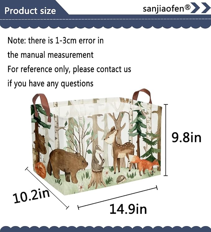 Sanjiaofeng Rectangular Kids Basket Animal Storage Bins, Woodland Storage - Image 7