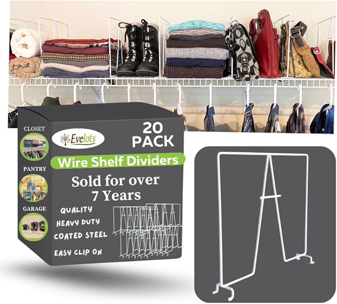 Evelots Wire Shelf Dividers -20 Pack- Closet Storage & Organization by Evelots