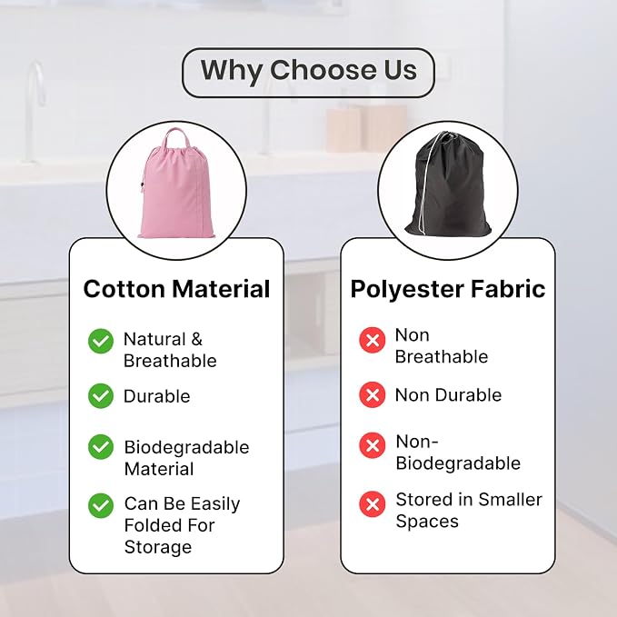 LFH Home Large Premium 1pack Cotton Canvas Laundry Bag - Image 9