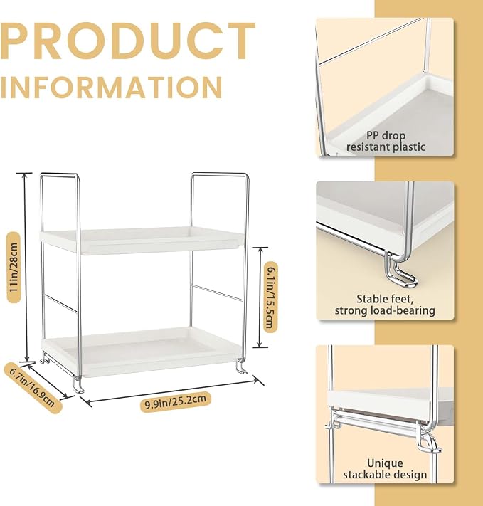 2-Tier Bathroom Countertop, Cosmetics Skincare Organizer Holder - Image 2