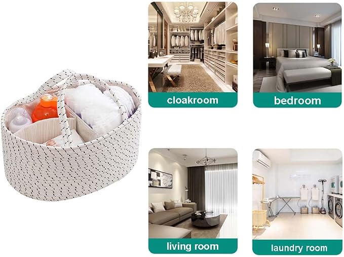 Portable Nursery Basket Woven Diaper Caddy - Image 4