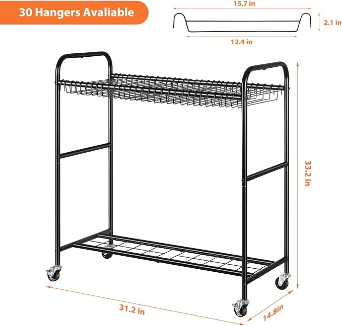 OYEAL Pants Trolley Rolling Pants Hangers Black Pants Rack Stand - Image 2