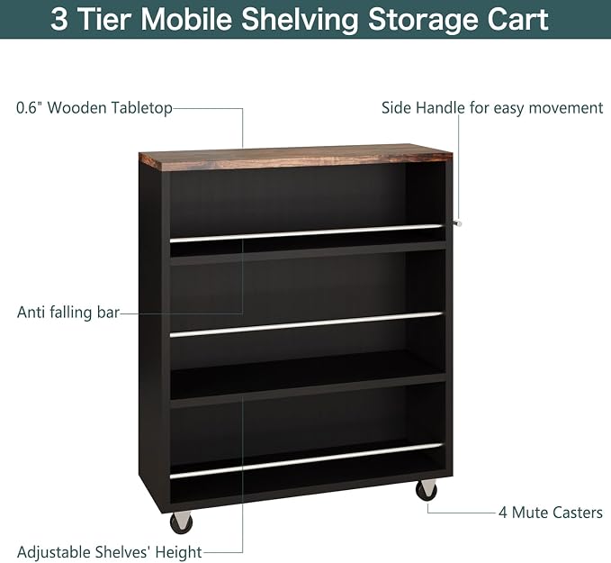 ALBAD Slim Rolling Cart, 4-Tier Storage Cart - Image 6