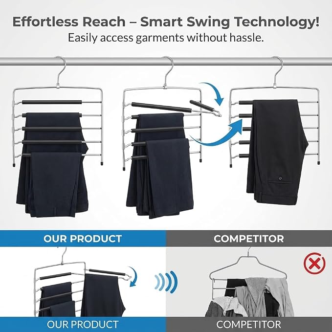 USTECH Multi-Tier Swing Arm Pants Hanger - Image 3