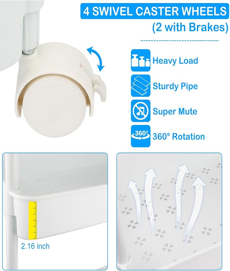 Diaper Caddy Organizer, 3-Tier Movable Diaper Cart - Image 4