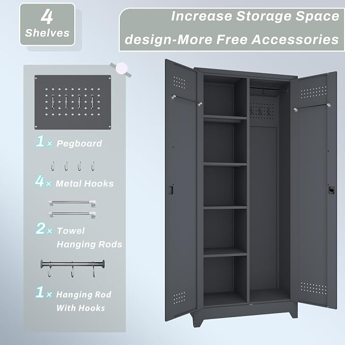 Metal Utility Cabinet, Broom Closet Storage Cabinet - Image 6