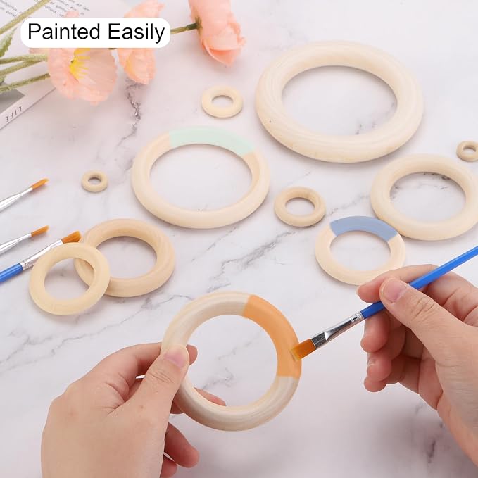 MECCANIXITY 10pcs 3.1" Unfinished Wooden Rings Smooth Natural Wood Macrame Rings - Image 4