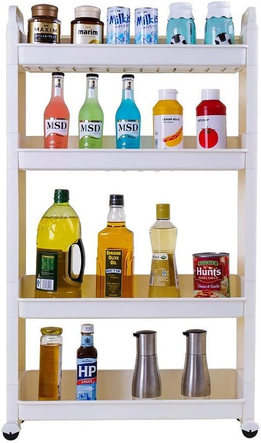 BAOYOUNI Slim Storage Cart Between Washer Dryer Cabinet Rolling Shelf Slide Out - Image 4