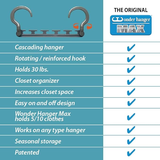 Wonder Hanger Max 10-Pack Space Saving Hangers, Reinforced Hooks Swivels 360° - Image 5