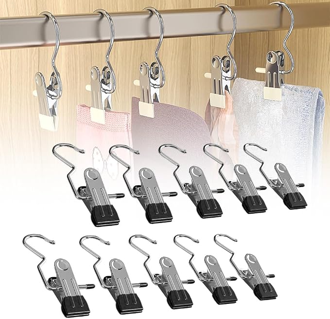 30 PCS Stainless Steel Laundry Hanging Hooks, Anti-Rust Space-Saving Clothespin by Drkicsy