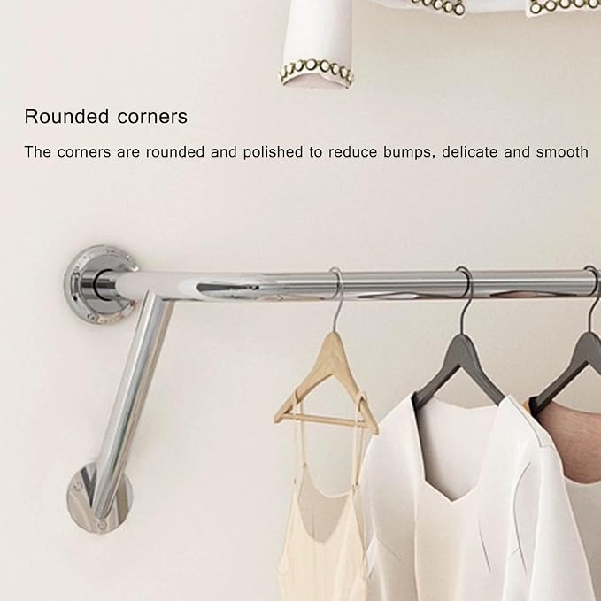 Stainless Steel Wall-Mounted Clothes Bar Rack - Image 5