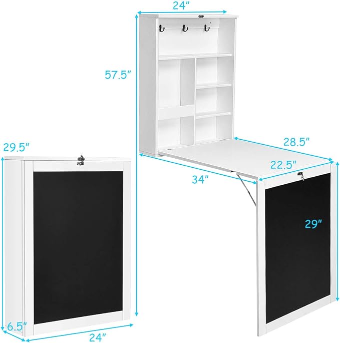 Folding Wall Desk, Wall Mounted Fold Out Table - Image 3