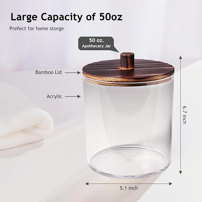SheeChung 1 Pack 50 Oz Dark Wood Lid Large Apothecary Jar - Image 3
