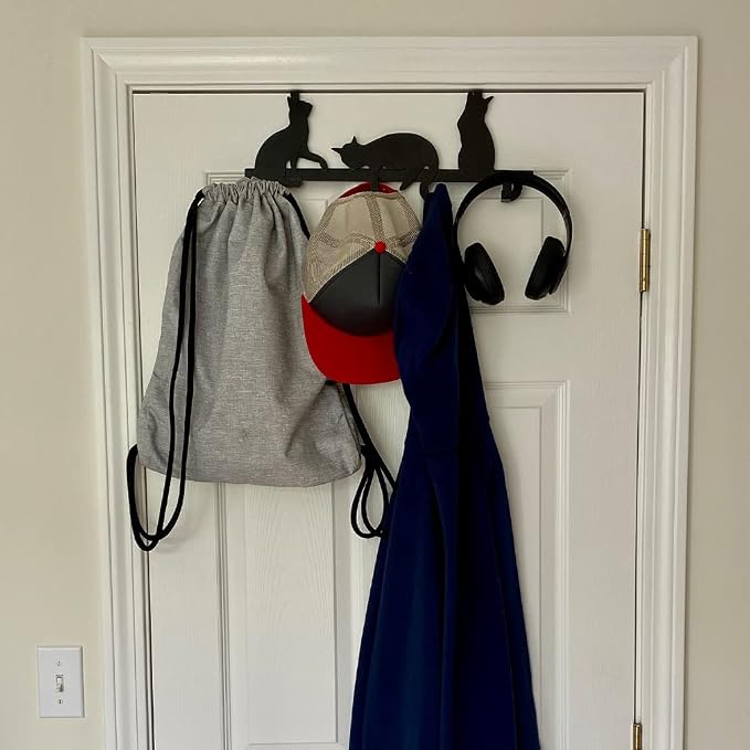 Evelots Over The Door 4 Hook Towel/Coat Rack Hanger Organizer, Kitty Cat - Image 4