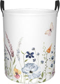 Summer Floral Print Laundry Basket, Colored Flowers Dirty Clothes Laundry Hamper by MAZAOTEULaundryHamper