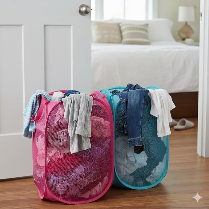 2-Pack Pop-Up Mesh Laundry Hampers - Image 4