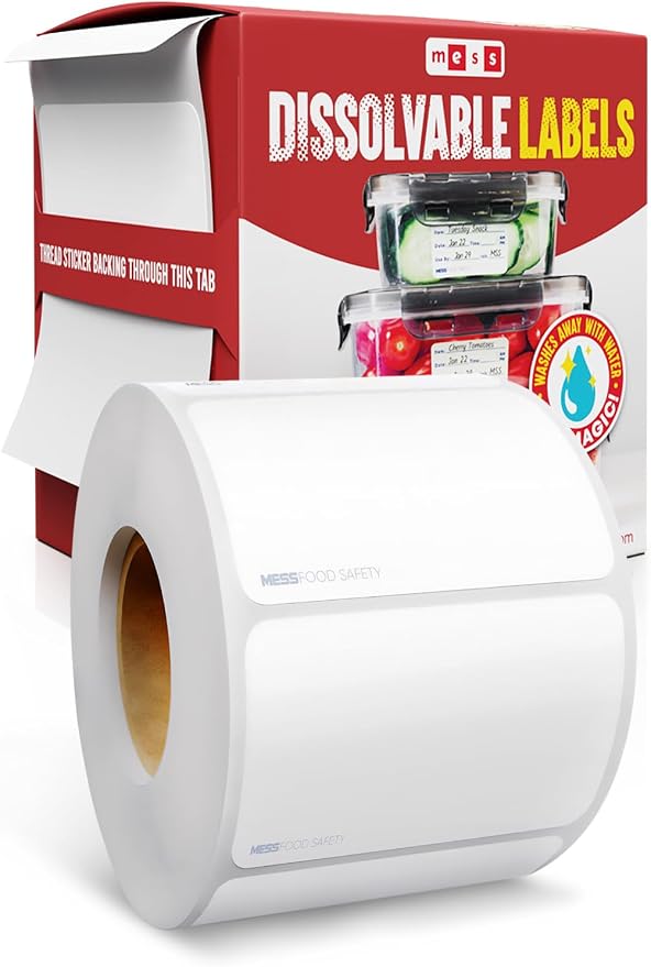 MESS Dissolvable Food Labels, 1x2 500/Roll by MESS