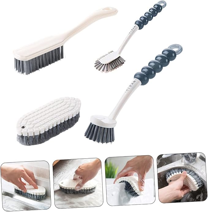 4-Piece Flexible Cleaning Brush Set Pot Shoe Bathroom Laundry Brushes Versatile - Image 8