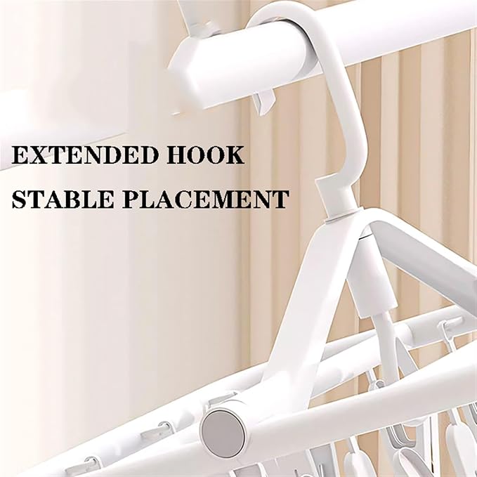 Foldable Clothes Hanger with 20 Clips, Drip Hanger, Windproof Hook, - Image 3
