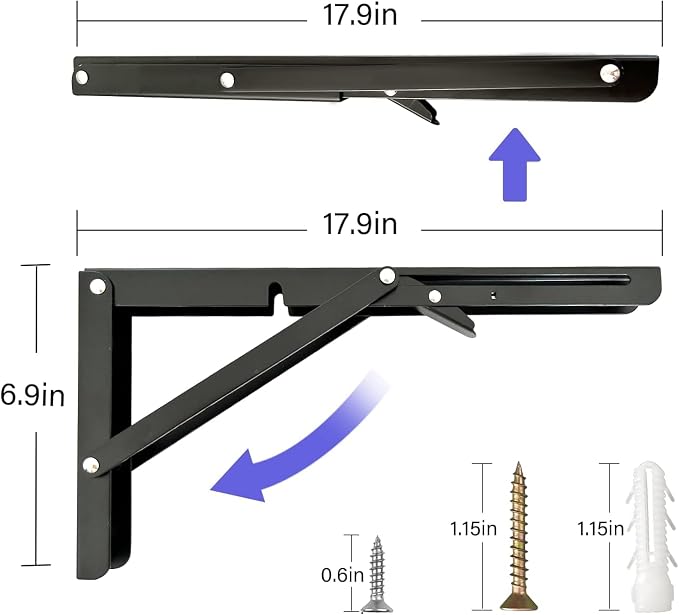 Folding Shelf Brackets, Wall Mounted Shelf Brackets, Heavy Duty Shelf Bracket - Image 2