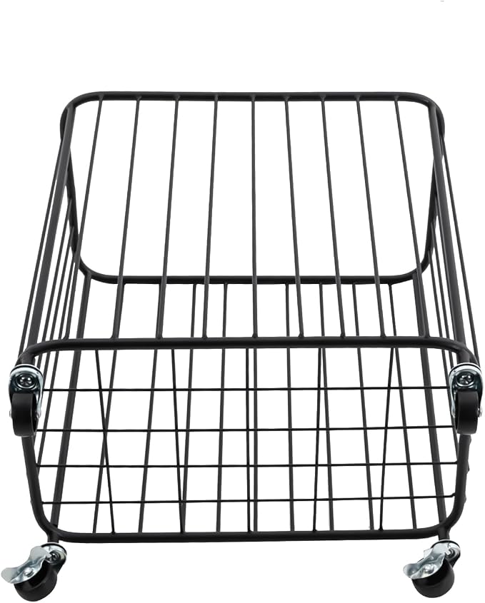 Laundry Basket with Wheels, Metal Railing Storage Cart with Handles, Rolling - Image 8