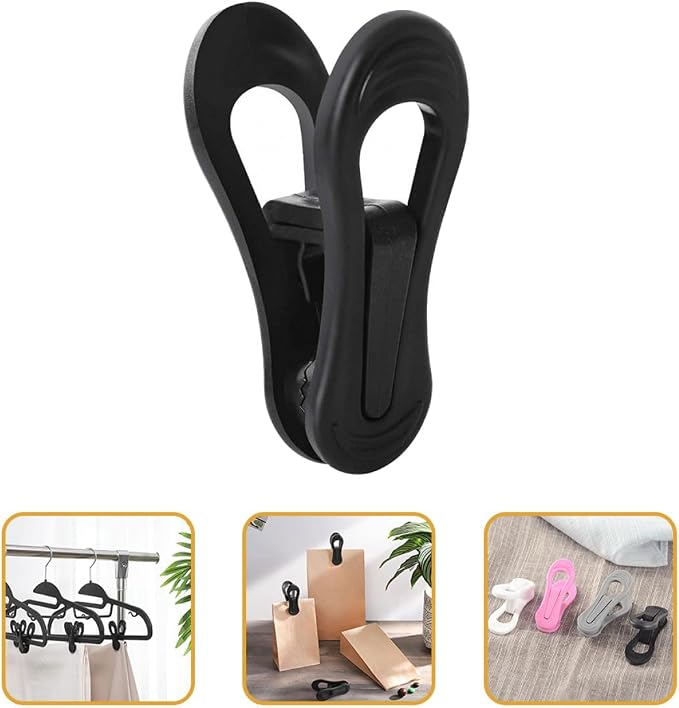 Toyvian 10pcs Black Plastic Hanger Clips Non-Slip Clothes Pegs Multi-Functional - Image 3